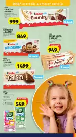 ALDI akciós újság hét 36 Oldal 29: Kinder Crispy, 5 darab €1.499,00, KINDER BUENO WHITE, 3 DARAB €949,00