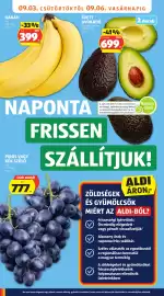 ALDI akciós újság hét 36 Oldal 6: Banán €399,00, Érett avokádó €699,00