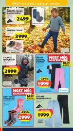 ALDI akciós újság hét 36 Oldal 8: L&D Lányka Leggings, 2 darab €1.999,00, Kisgyermek gumicsizma €2.999,00