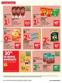Catalogue Auchan page 10: Bret's Chips saveur fromage du Jura €2,39, AMORA Sauce barbecue €1,17