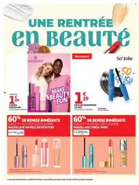 Catalogue Auchan page 26: SO JOLIE MASCARA WATERPROOF €1,29, Essence MAQUILLAGE €1,09