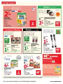 Catalogue Auchan page 4: Herta Knacki Original €3,95, Fleury Michon Blanc de Poulet Halal €4,99