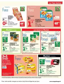 Catalogue Auchan page 5: Fleury Michon Bâtonnets de surimi €1,00, DAUNAT SANDWICH XXL JAMBON EMMENTAL €0,67