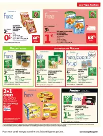 Catalogue Auchan page 5: Fleury Michon Bâtonnets de surimi €1,00, DAUNAT SANDWICH XXL JAMBON EMMENTAL €0,67