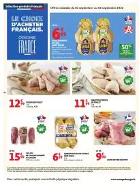 Catalogue Auchan page 54: HAUTS DE CUISSSES DE POULET €11,99, PÈRE DODU CORDONS BLEUS DE POULET €6,29