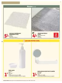 Catalogue Auchan page 26: Tapis galet antidérapant transparent actuel €5,99, TAPIS DE BAIN CHENILLE €4,99