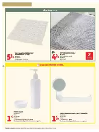 Catalogue Auchan page 26: Tapis galet antidérapant transparent actuel €5,99, TAPIS DE BAIN CHENILLE €4,99