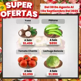 Catálogo Supermío Página 3: Lechuga Batavia €1.990,00, Tomate Chonto €2.090,00