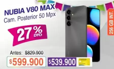 Catálogo Alkosto Página 1: Nubia v80 max cam. posterior 50 mpx €539.900,00