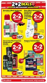 Kruidvat folder week 36 Pagina 2: Pampers luierbroekjes €31,98, Axe en Axe Fine Fragrance deodorant en douche €11,98
