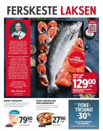 Meny kundeavis Side 3: KREMET FISKESUPPE €79,90, FERSK LAKS HEL 2-3KG €129,00