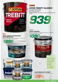 Coop Byggmix kundeavis Side 3: Infra Superior selvrensende eksteriørmaling €1.899,00, Jotun trebitt oljebeis €939,00