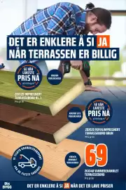 Obs Bygg kundeavis Side 18: 26X140 VARMEBEHANDLET TERRASSEBORD €69,00