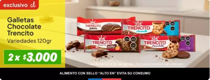 Catálogo Unimarc Página 1: Trencito - galletas chocolate €3.000,00