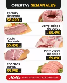 Catálogo Supermercados Aiello Página 4: Chorizos puros €9.990,00, Vacío de cerdo €9.490,00