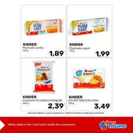 Volantino Iper Tosano settimana 36 Pagina 9: Kinder Colazione Più classico/integrale €2,39, Kinder Plumcake yogurt €1,99