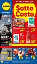 Volantino Lidl settimana 36 Pagina 1: RIO MARE Tonno in Olio di Oliva €9,99, MUTTI passata di pomodoro €0,89
