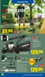 Volantino Lidl settimana 36 Pagina 32: PARKSIDE Tosaerba a benzina €129,00, PARKSIDE €89,00