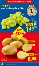 Lidl folder week 37 Pagina 2: Aardappelen XXL €6,99, Witte druiven zonder pit €1,49