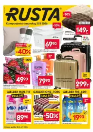 Rusta kundeavis uke 36 Side 1: Pledd Fluff €149,00, Regent Premium kofferter €499,00
