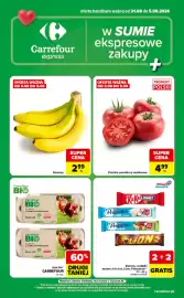 Carrefour Express gazetka tydzień 36 Strona 1: Batony, wafelki Kit Kat, Lion, Princessa, Polskie pomidory malinowe €4,99