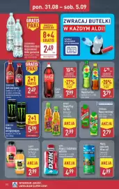 ALDI gazetka tydzień 36 Strona 20: Napój owocowy €2,79, CISOWIANKA Woda mineralna niegazowana/lekko gazowana €2,49