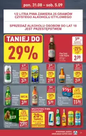 ALDI gazetka tydzień 36 Strona 21: Piwo Perła niepaste-ryzowana €3,99, Piwo Český Ležák Original €2,99
