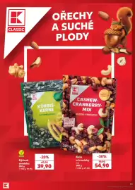Kaufland leták týden 36 Strana 33: K-Classic dýňová semínka €39,90, K Classic kešu a brusinky mix €54,90