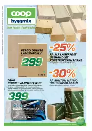 Coop Byggmix kundeavis Side 1: Robust Vannett Mur €399,00, Pergo odense laminatgulv €299,00