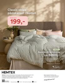 Hemtex reklamblad Sida 12: Basic kontinentalsäng, Medlemspris, Classic stripe påslakanset i bomull, Medlemspris