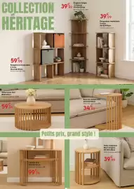 Catalogue Maxi Bazar page 9: Console Slat €99,99, Table d'appoint Slat €39,99