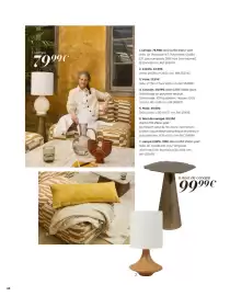Catalogue Maisons du Monde page 44: Lampe €79,99, Coussin €29,99