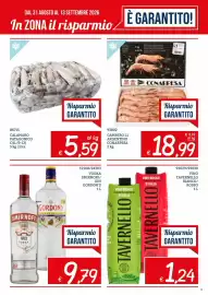Volantino Zona Pagina 3: Vino Tavernello €1,24, Vodka Smirnoff / Gin Gordon's €9,79