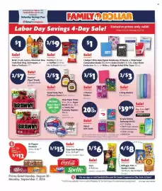 Family Dollar weekly ad Page 1: Sweet Baby Ray's Barbecue Sauce €3,00, Dr Pepper Products €12,00
