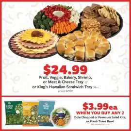Fareway weekly ad Page 10: Dole Chopped or Premium Salad Kits, or Fresh Takes Bowl €3,99