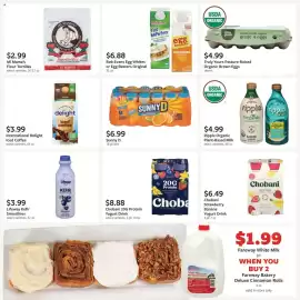 Fareway weekly ad Page 23: Ripple Organic Plant-Based Milk €4,99, Chobani strawberry banana yogurt drink €6,49