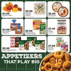 Fareway weekly ad Page 6: Family Size Club or Town House Crackers €5,99, Crazy Fresh Family Pack Pinwheels €9,88