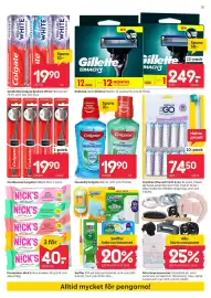 Rusta reklamblad vecka 36 Sida 11: Rakblad, herr Gillette Mach3 €249,00, Munskölj Colgate €19,90