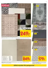 Rusta reklamblad vecka 36 Sida 9: Matta Tindra €249,00, Mönstrade gångmattor €179,00