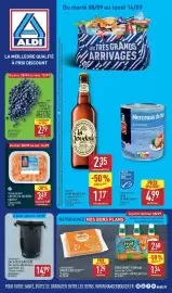 Catalogue ALDI semaine 37 page 1: LIVE IN STYLE SAC À DOS ÉTANCHE €14,99, GOLDEN SEAFOOD CREVETTES ENTIÈRES CUITES* €3,49