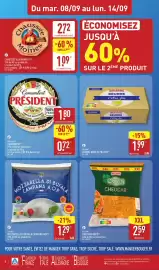Catalogue ALDI semaine 37 page 12: CUCINA MOZZARELLA DI BUFALA CAMPANA AOP €1,29, MILSANI CHEDDAR RÂPÉ €2,59