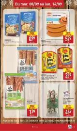 Catalogue ALDI semaine 37 page 29: Justin Bridou Mini Bâton de Berger €2,99, Marsigny Saucisses fumées €5,99