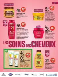 Catalogue E.Leclerc page 17: L'ORÉAL ELSEVE €5,29, GARNIER FRUCTIS MASQUE NOURRISSANT HAIR FOOD BANANE €5,68