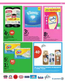 Catalogue E.Leclerc page 33: Kleenex Mouchoirs €3,99, Lotus Papier toilette €8,25