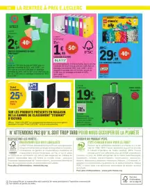 Catalogue E.Leclerc page 36: LEITZ CLASSEUR À LEVIER €1,45, TRAVEL'S VALISE €19,90