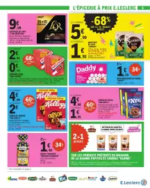 Catalogue E.Leclerc page 5: Kellogg's Trésor €2,00, HOLLYWOOD CHEWING-GUMS €3,18