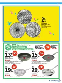 Catalogue E.Leclerc | Le goûter fait sa rentrée page 51: Tefal WOK 28 CM €19,95, Tefal POÊLE 22 CM €13,95