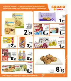Volantino Spazio Conad Pagina 19: Biscotto con cioccolato al latte Conad €1,79, Wafer snack con crema Conad €0,75