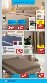 Folleto ALDI semana 37 Página 18: Home Creation cortinas opacas €17,99, Novitesse Sábana bajera ajustable €7,99