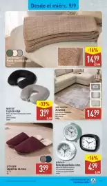 Folleto ALDI semana 37 Página 19: Home Creation Alfombra €14,99, Krontaler reloj despertador retro €4,99